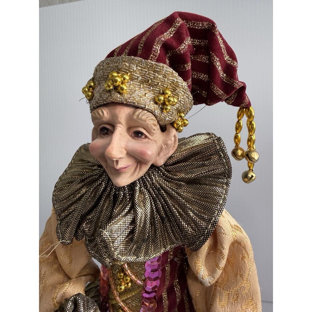 Vtg Katherine's Collection Wayne Kleski Court Jester Doll Elf Pixie Shelf Sitter